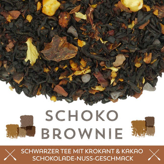 Schwarzer Tee Schoko Brownie